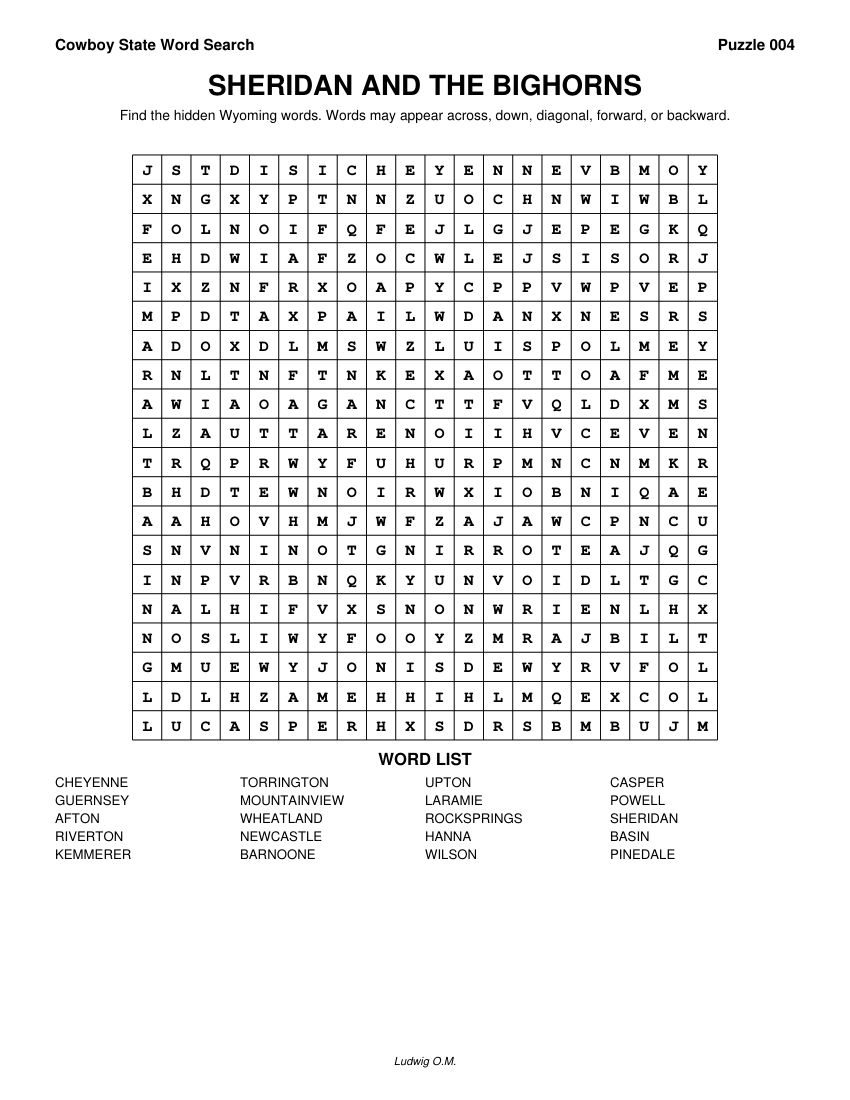 Cowboy State Word Search selected interior preview 4