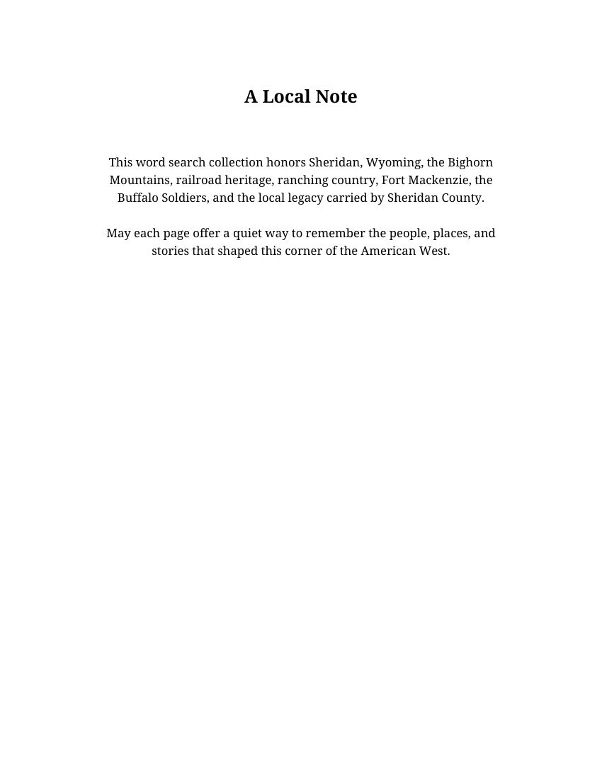 Sheridan, Wyoming Word Search selected interior preview 3